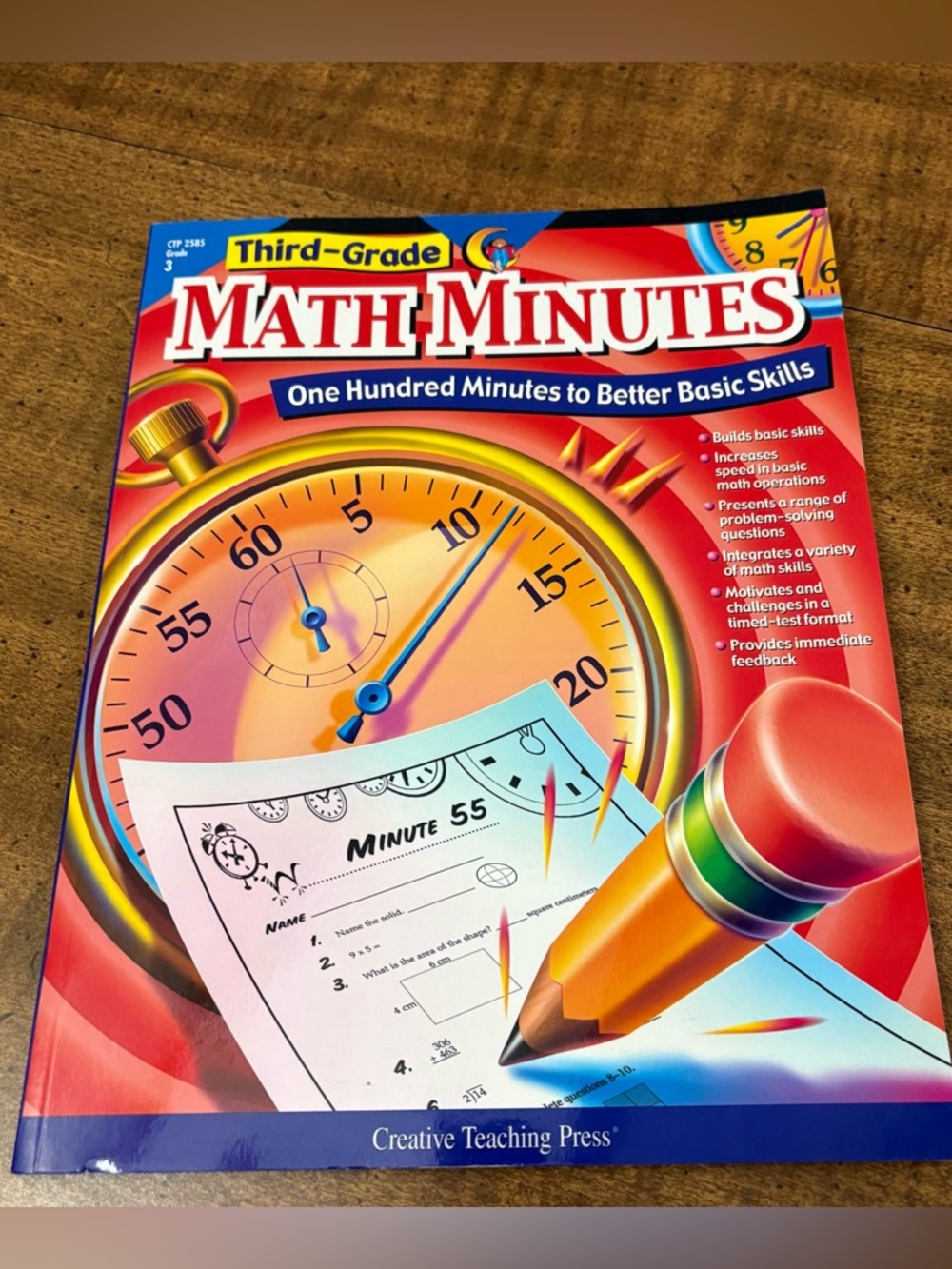 Creative Teaching Press Math Minutes Book Grade 3 One Hundred Minutes